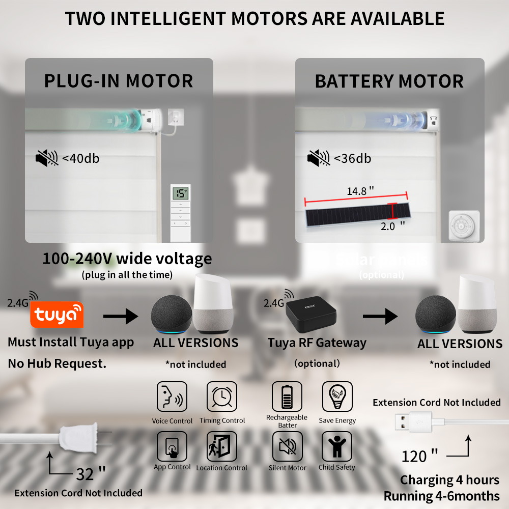 Blindify Motorized Zebra Blinds Electric Smart Blackout Horizontal Shades For Windows Diy Alexa Google Home Control - Blinds, Shades &amp; Shutters - AliExpress