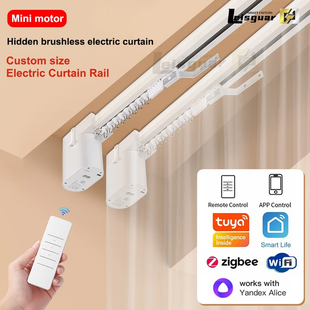 Tuya MINI Curtain Motor Smart Curtain Track Kit Can be customized in size