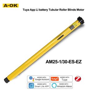 A-OK AM25 Tuya zigbee Smart RF433Tubular Motor DC Roller Blinds Shutter Li Battery Curtain Motor for 38mm Tube Alexa Google Home