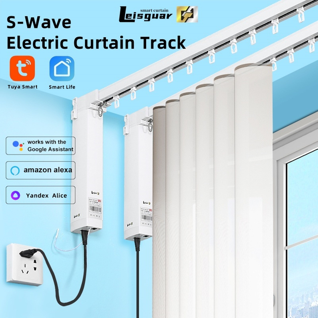 Tuya Smart 3rd Generation Shorter WiFi Electric Motor S Wave Ripple Fold Curtain Track Cornice Rail Alexa Alice Voice| | 