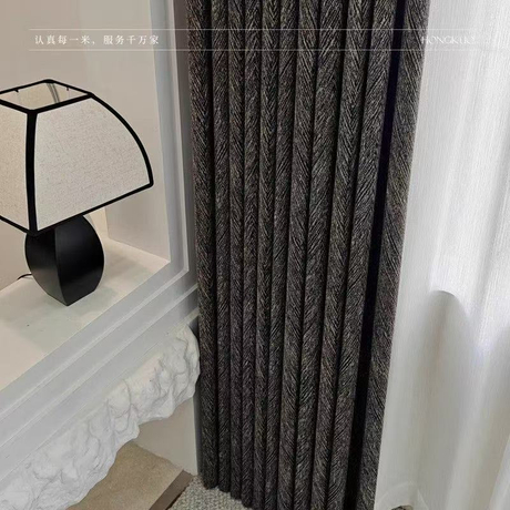 Leisguar 100% Shadow opaque black checked curtains 
